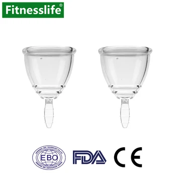 

2 pcs / Pack Menstrual Cup Women Silicone Feminine Hygiene Leak-proof Women Lady Period Medical Grade Pink Crystal Size S M L