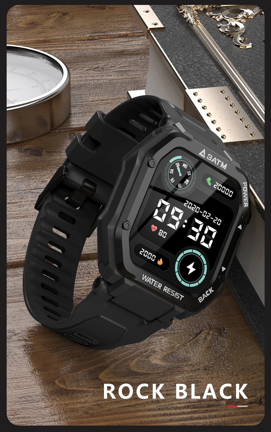 US $29.70 Willgallop 2021 new C16 17 Inch 3ATM 30M Waterproof Sport Smart Watch Fitness Tracker Swim diving watches For android Ios