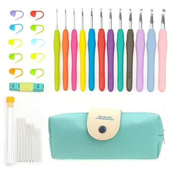 

34pcs/set Crochet Hook Yarn Ergonomic Grip Bag Kit Knitting Needle Sewing Tool Crochet Hooks Needles Stitches Knitting Craft