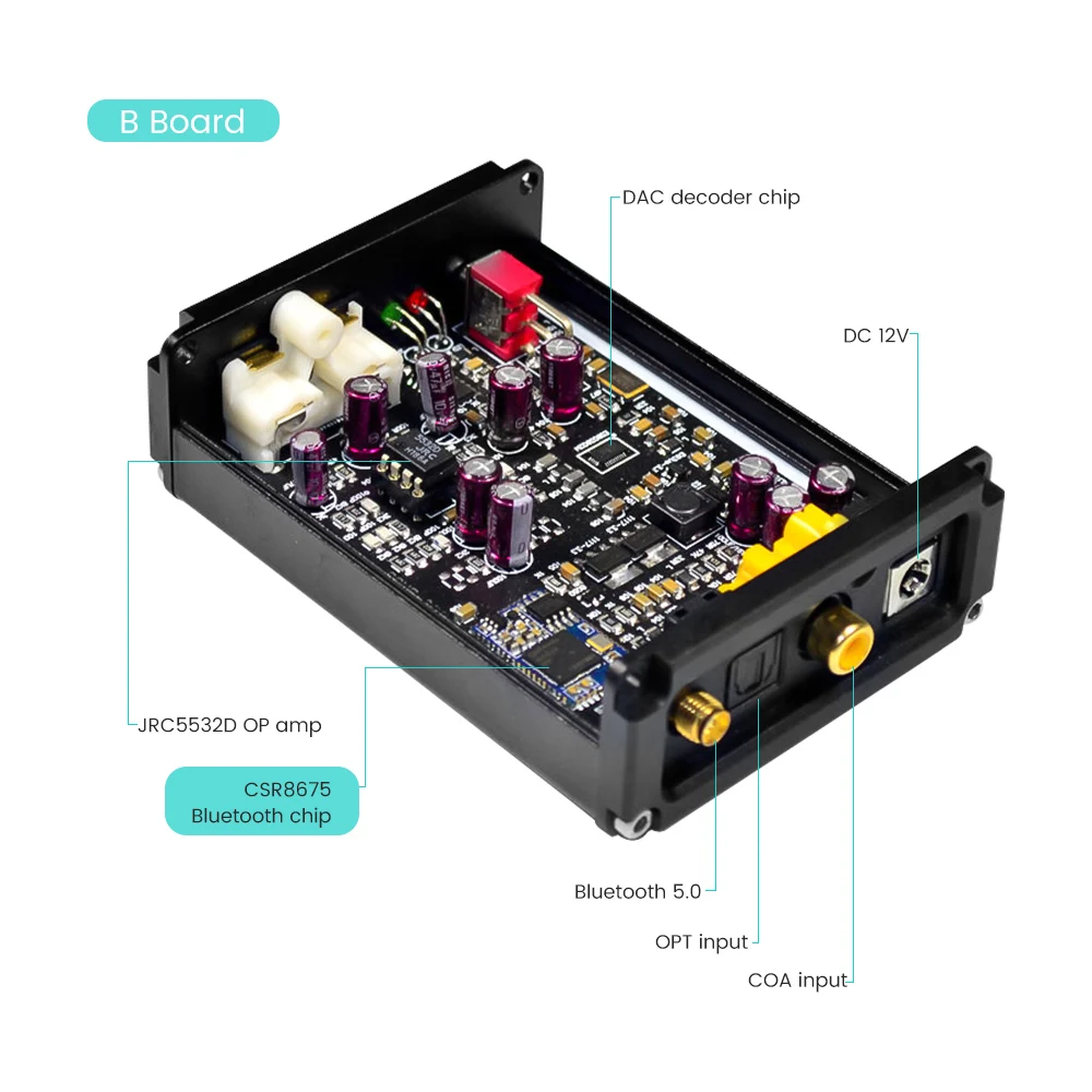 AIYIMA Bluetooth 5,0 приемник декодер аудио QCC3008 CSR8675 APTX HD JRC5532 ES9038 коаксиальный волоконный ЦАП декодирование домашнего кинотеатра