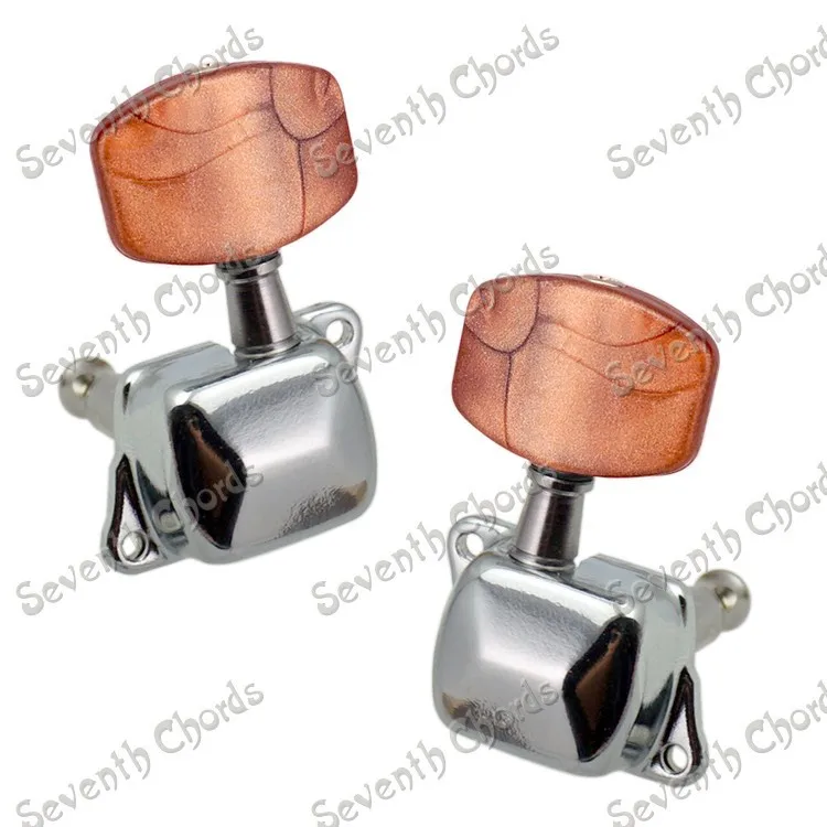 

A Set Chrome Coffee Square Button Semiclosed Guitar Tuning Pegs Tuners Machine Heads for Acoustic Guitar Replacement Parts