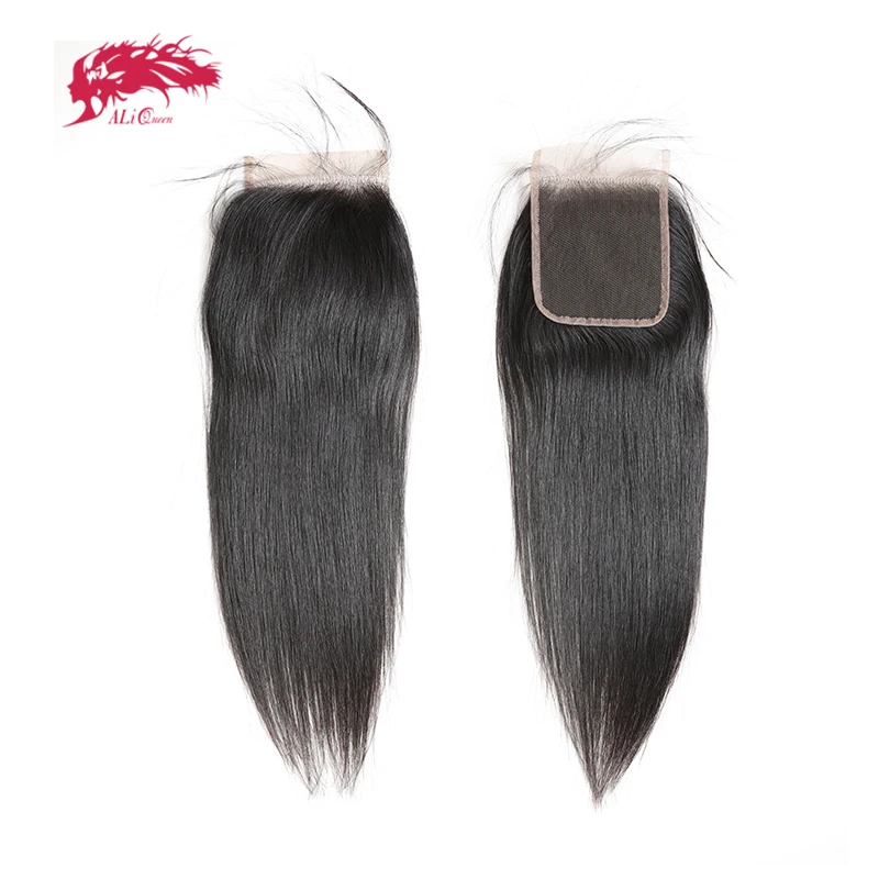 

Ali Queen Hair Product Brazilian Straight Human Hair Closure 10Pcs/lot 4x4 Lace Closure Free Part / Middle Part Virgin Hair