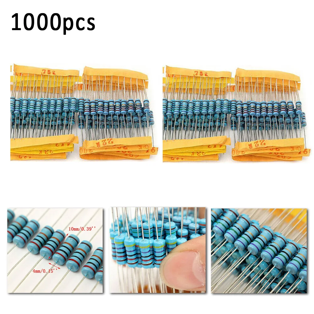 1000 шт 1% 100 значение металлических пленок резистор Ассорти 1ohm-1M Ом набор сопротивления