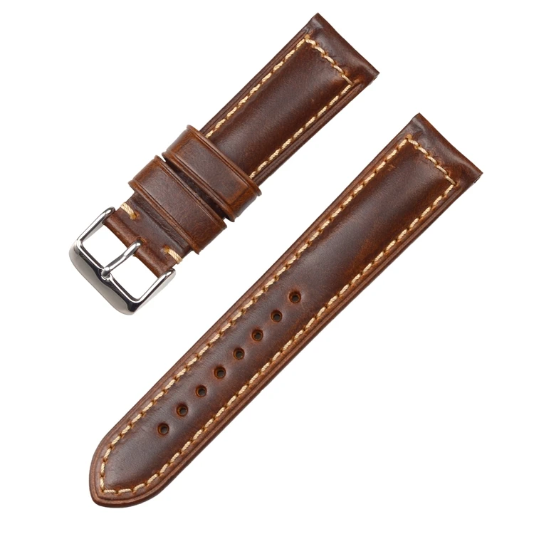 L-brown Silverbuckle EACHE 18 мм 20 мм 22 мм ремешок для часов из натуральной кожи - Цвет ремешка: L-brown Silverbuckle