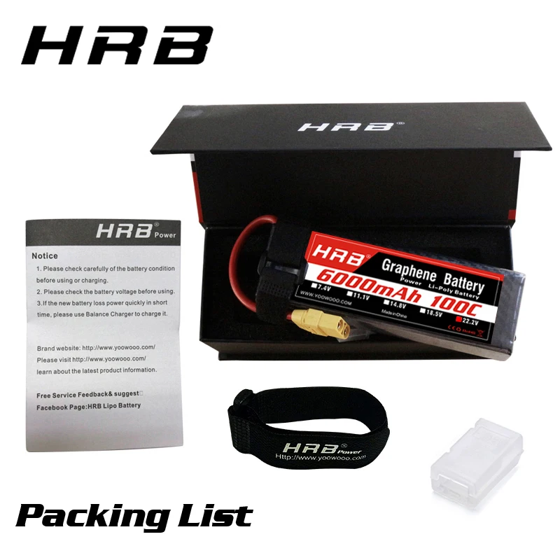HRB 4S 6000m графеновый аккумулятор 11 1 в 14 8 22 2 6000 мач Lipo 100C XT60 разъем для traxxass RC car boat
