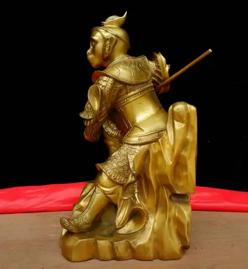 Китайский буддистский храм латунь медь Обезьяна Король солнце Wukong Марс Бог Будда