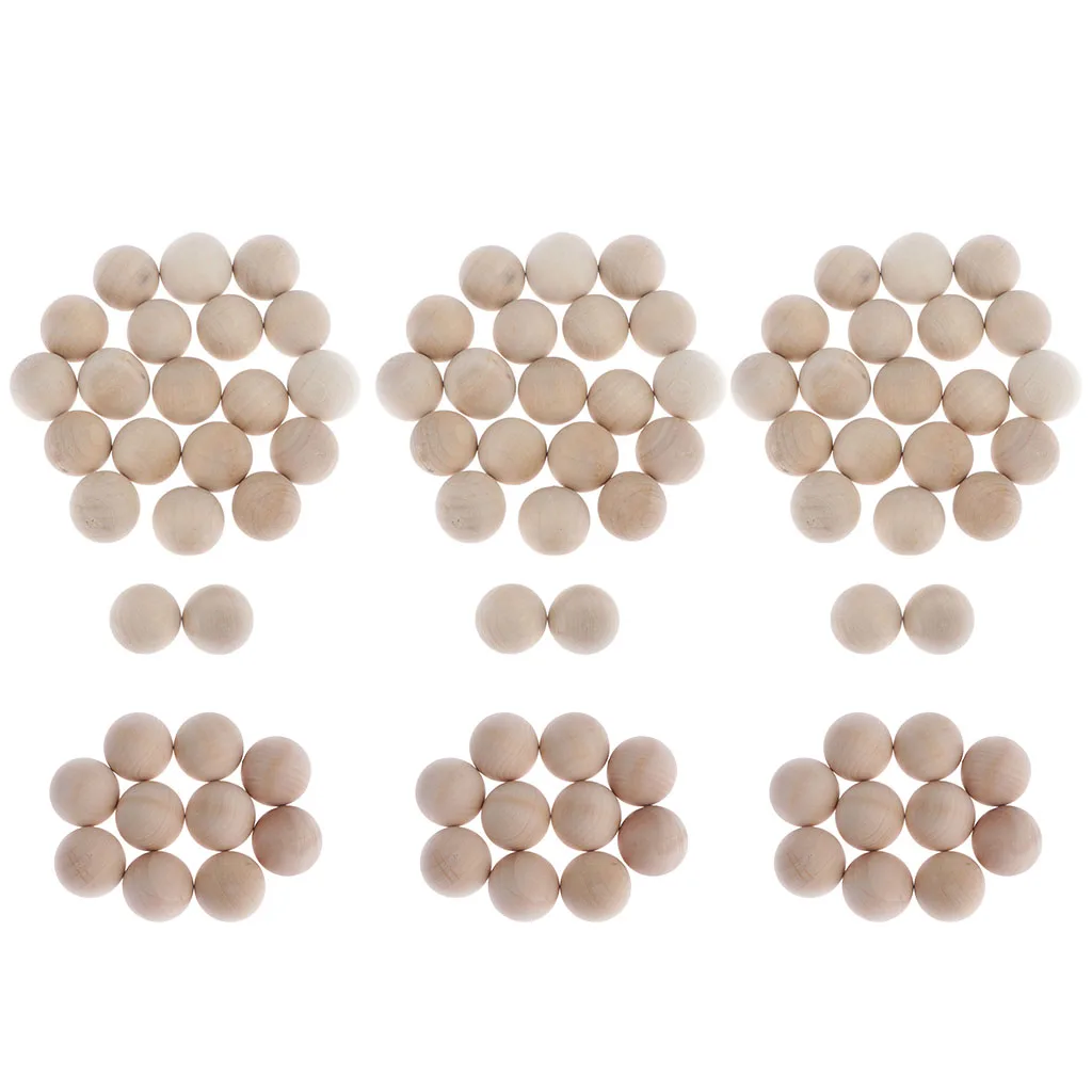 60pcs Unfinished Natural Color Round Wood Spacer Beads Loose Beads Balls for DIY Art & Craft Project and Jewelry Making