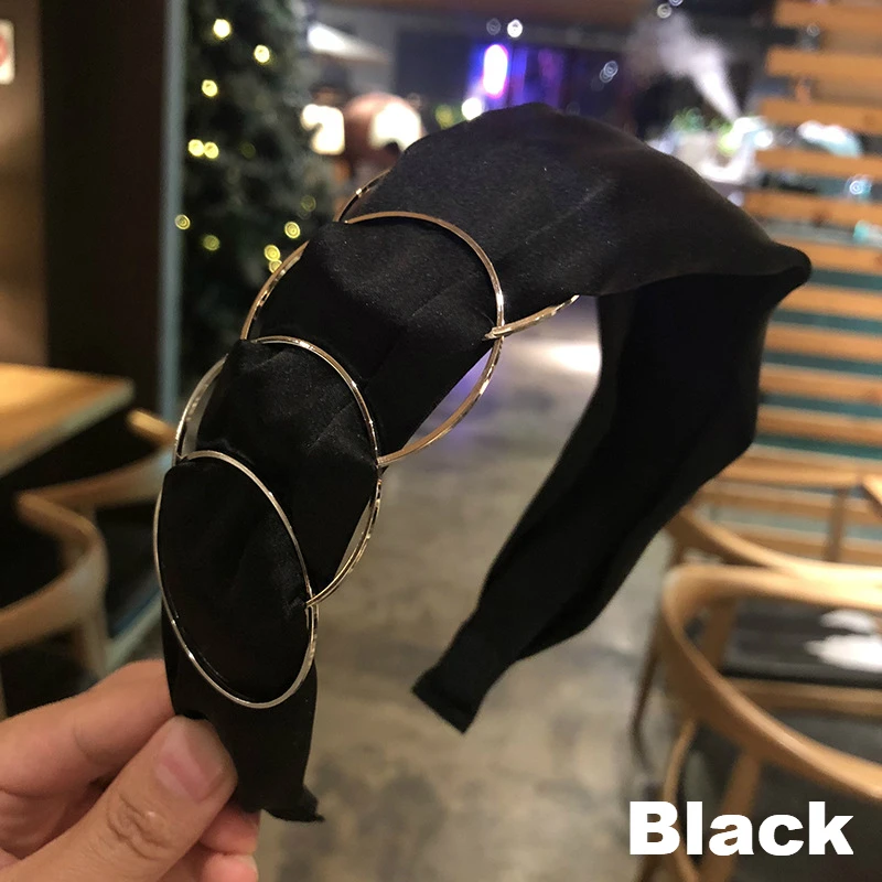 Black Новые аксессуары для волос женское кольцо Крестик с широкими полями модная резинка для волос повязка для волос - Цвет: Black