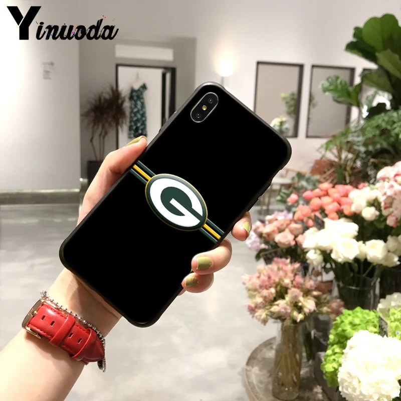 Yinuoda Green Bay упаковщик ТПУ черный чехол для телефона чехол для iPhone X XS MAX 6 6s 7 7plus 8 8Plus 5 5S SE XR 11pro max