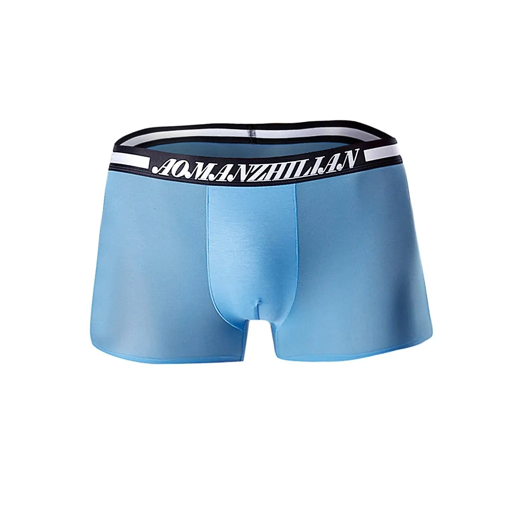 Light blue SAGACE Для Мужчин's ice silk(искусственное волокно дышащие Бесшовные пикантный слитный прилив мужские трусы-боксеры, нижнее белье красивые носки; Хорошо Поглощают влагу; быстрое высыхание Панталоны - Цвет: Light blue