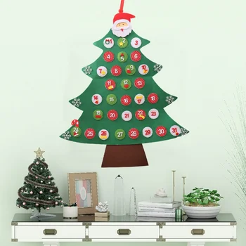 

Christmas Hanging Ornaments Wall Window Hanging Decoration Xmas Tree Shape Unique Non-woven Countdown Advent Calendar