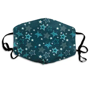 

Retro Sketchy Stars Repeat Washable Reusable Mask, Cotton Anti Dust Half Face Mouth Mask For Kids Teens Men Women With