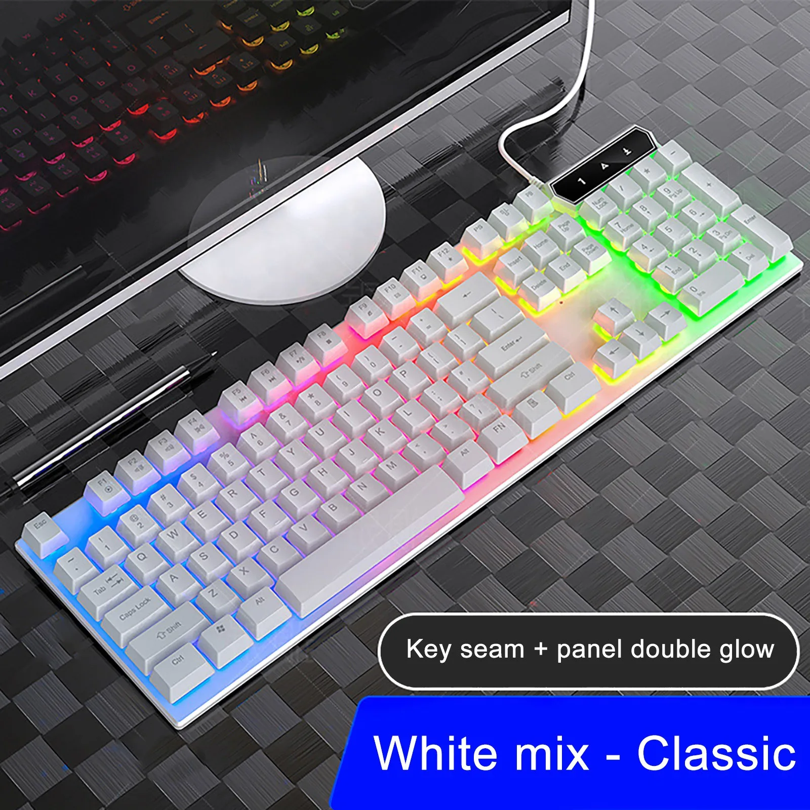 Gaming Mechanical Keyboard Blue Red Switch 87key RU/US Wired Keyboard Anti-ghosting RGB/ Mix Backlit LED USB For Gamer PC Laptop