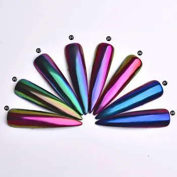 

by dhl 100boxes Chameleon Mirror Laser Nail Glitter Powders Auroras Effect Nail Art Chrome Pigment Dust