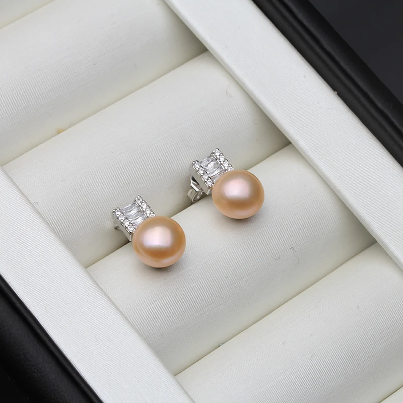 Top quality white pearl earrings for women,cute fashion girl best gift real black freshwater pearl earrings jewelry