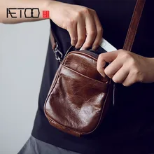 AETOO, мужская кожаная мини-сумка Baotou из воловьей кожи, сумка через плечо, сумка для мобильного телефона, японская маленькая сумка