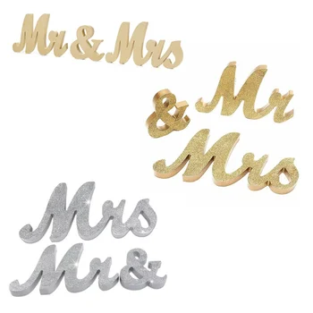 

Glittler Letters Mr and Mrs Sign Wooden Standing Top Table Wedding Decor 3 Colors new arrive