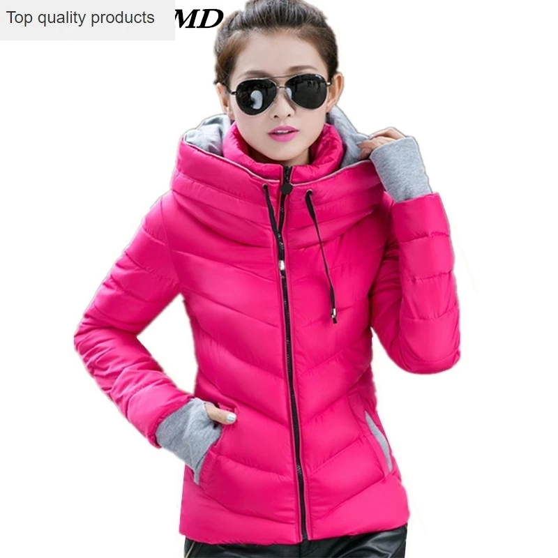 2020 New Europe Women Winter Jacket Large Size Slim Thin Short Cotton Coat Fashion Casual Solid Warm Thick Parka Outerwear CW135 | Женская