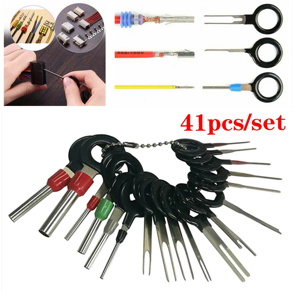 

41Pcs Terminal Removal Kit Car Electrical Wiring Crimp Connector Pin Extractor Puller Terminal Auto Terminal Repair Hand Tools