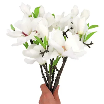 16pcs 2 Heads Artificial Fake Flowers Leaf Magnolia Floral Wedding Bouquet Flores Wedding Party Home Decor Simulated Magnolia