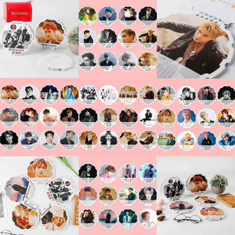 Kpop EXO милый Мини Настольный календарь Alnum фото Настольный календарь подарок для офиса