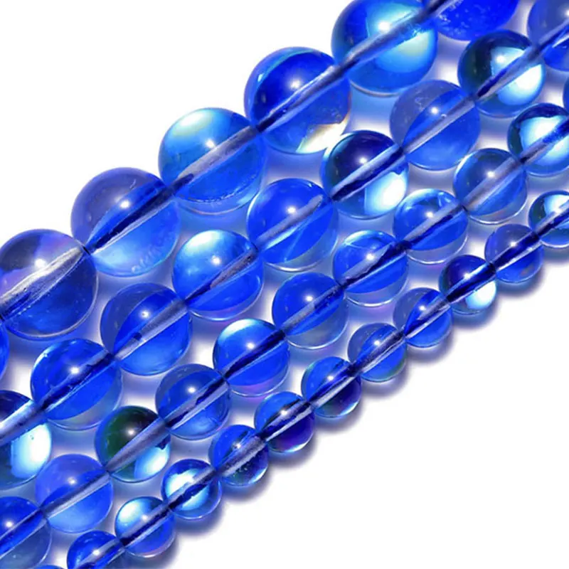

Wholesale Blue Austrian crystal Round Stone Beads Transparent Quartz Beads 6 8 10 12mm For Jewelry bracelet Necklace accessories