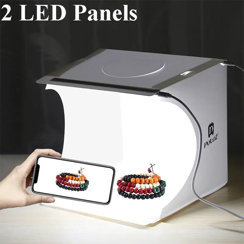 

Folding Mini Lightbox Light box Photography Photo Studio Softbox 2 Panel LED Light Soft Box Photo Background Kit for DSLR Camera