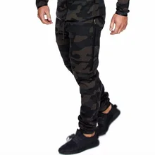 Men military ankle-length pants Elastic Waist Middle Waist Zip Casual Pants Trousers Plus Size Camouflage Sports Fitness