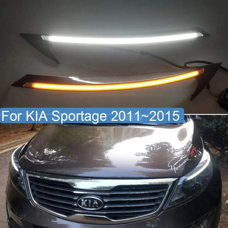Светодиодный налобный фонарь для KIA Sportage 2011 2015 из углеродного волокна бровей