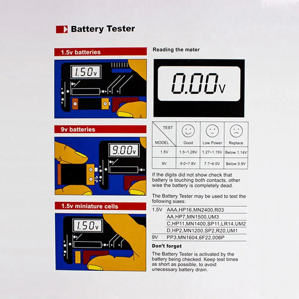 BT168D цифровой тестер емкости батареи ЖК-дисплей для проверки 9V 1,5 V AA AAA батареи C D