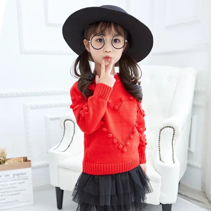 Sweater Girl 2019 Winter Long Sleeve Warm Autumn Knitted Baby Girls Sweater Girls Pullover Top 4 8 Years Heart Sweater Girls