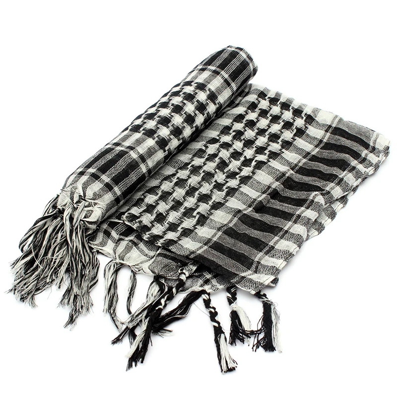 Для мужчин Wo мужчины Красочные унисекс легкий 100x100 см Тактический Открытый арабский пустыня шемах шарф с кисточками - Цвет: Black White