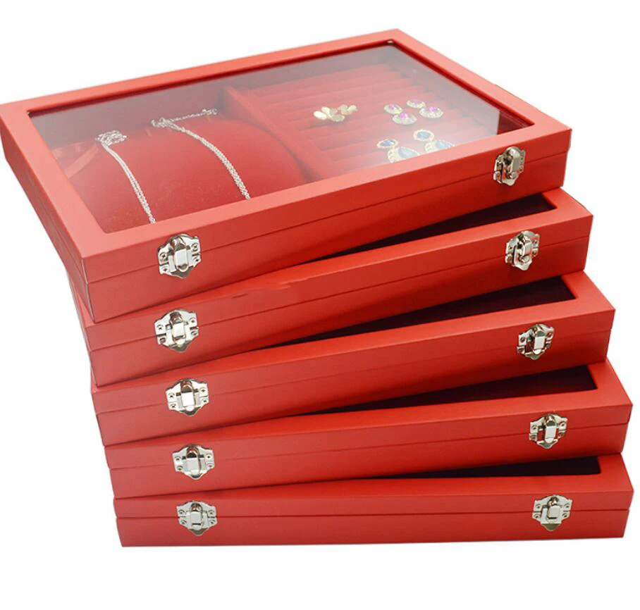 

Red Velvet Gift Display Fashion Velvet Necklace Jewelry Box Bracelet Showcase Storage Organizer Stackable