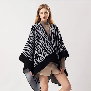 

Brand 2020 Designer Geometric Cashmere Scarf Women Fork Opening Ponchos Ladies Winter Pashmina Thicken Warm Shawls And Capes