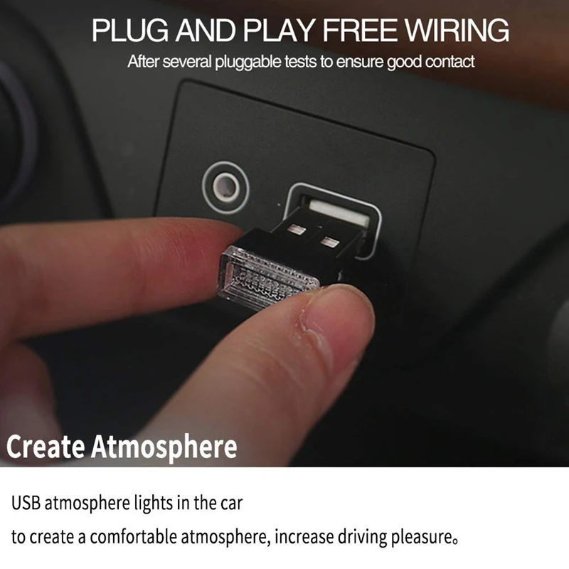 Автомобильный Usb атмосферный свет-7 шт. Автомобильный Usb светильник ing Универсальный мини Usb Led беспроводной автомобильный интерьерный светильник неоновый светильник s для автомобиля(7 Co