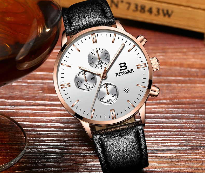 Швейцарские мужские часы люксовый бренд наручные часы Бингер кварцевые мужские часы водонепроницаемые Авто Дата хронограф часы BG9201