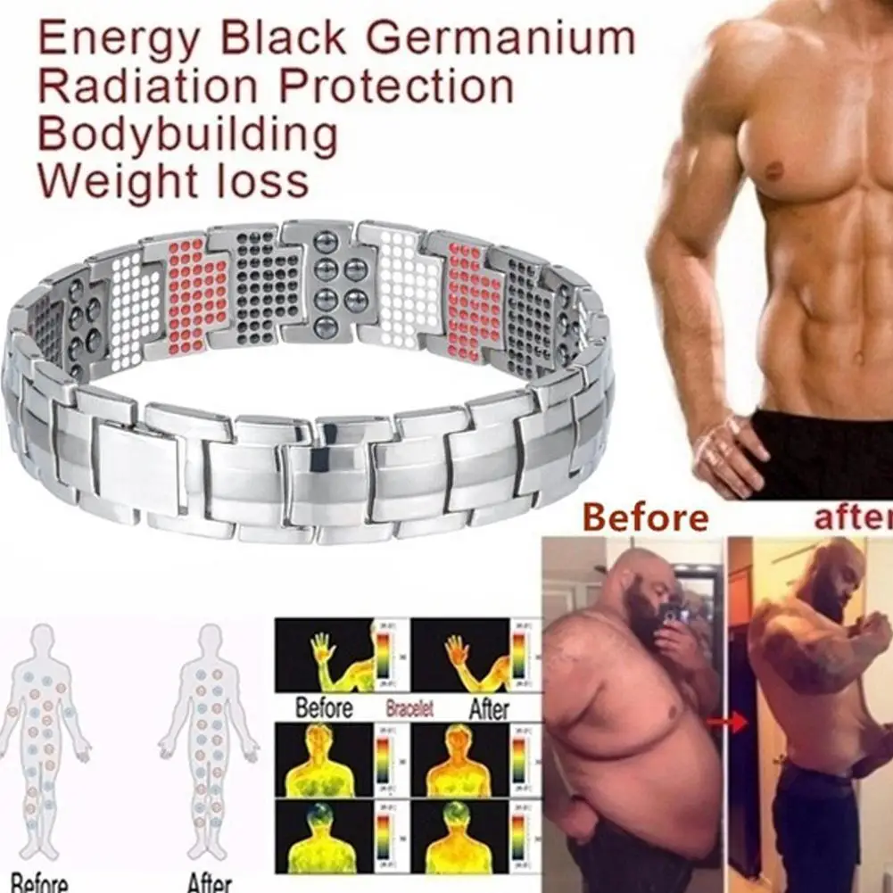 Bracelet Jewelry Men Women Magnetic Health Bracelet 6 Color Titanium Steel Power Therapy Magnets Negative Lons Germanium Bangles