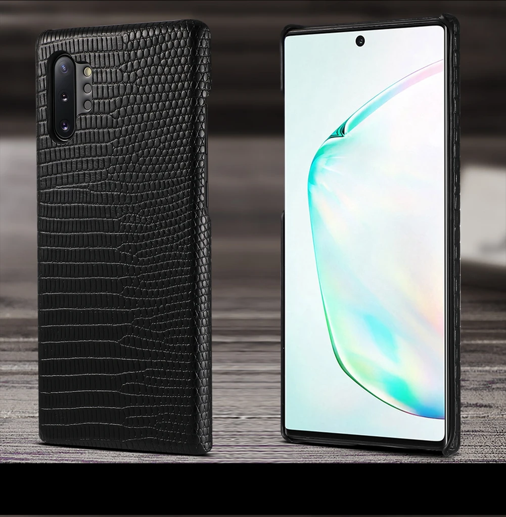 Чехол из натуральной кожи для samsung Galaxy Note 10/Note 10 Plus, чехол для телефона, Роскошный деловой кожаный чехол с узором ящерицы