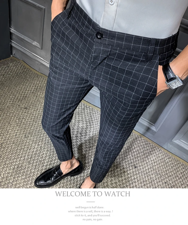 Весенние новые модные брюки мужские деловые повседневные Прямые брюки от костюма мужские брюки Slim Fit повседневные брюки серый черный
