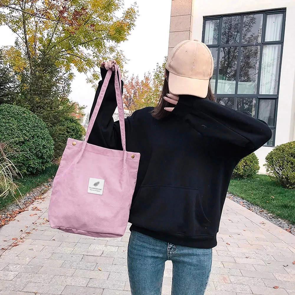 Модная женская Вельветовая однотонная сумка на плечо сумка-тоут ручная сумка дорожная сумка