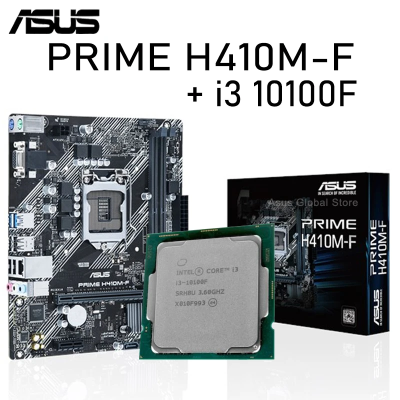 core i3 10105f cpuと h410 asusマザーボードのセット