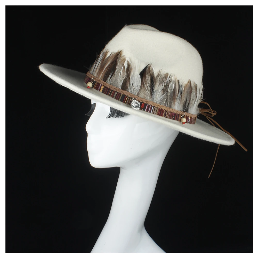 White fedora with feather Clearance