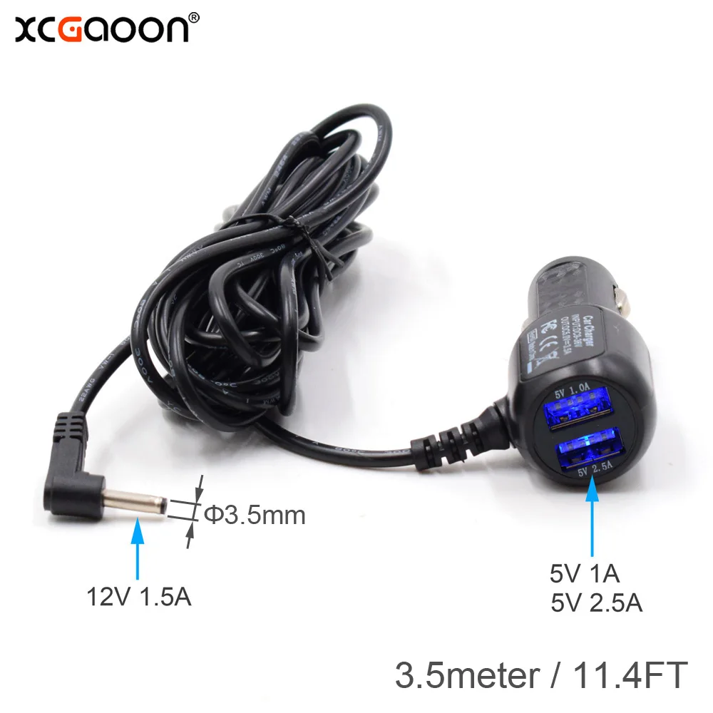 Xcgaoon Diameter 3.5mm Port Car Charger Input 12v Output 12v 1.5a With