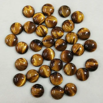 

Fashion 50pcs/lot Wholesale Natural Tiger Eye Stone Round Shape Cabochon Charms16mm Beads For Jewelry Making