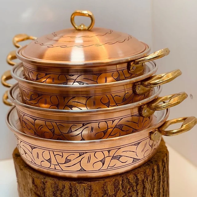 100 Réz Edény A Konyhához 1 Db Színű Főző (Nem 4Db) 4 Különböző Méretű Lehetőség - Image 3