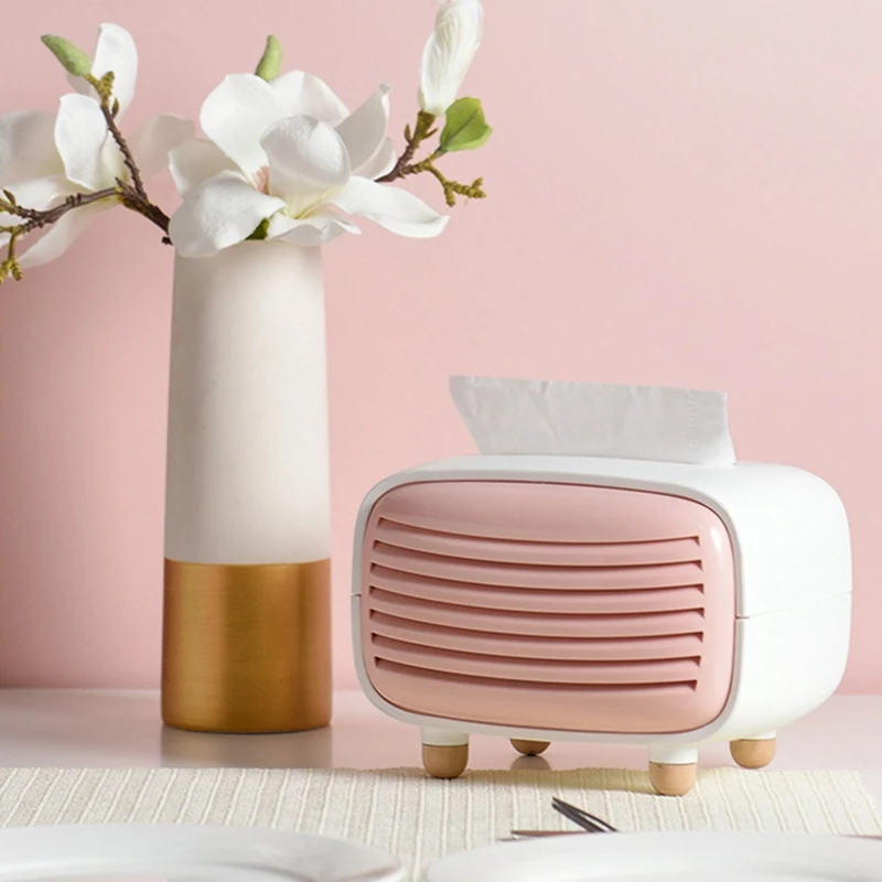 Creative Radio Tissue Box Candy Color Napkin Holder Organizer Paper Towel Dispenser Container for Bathroom Car Office Home Decor