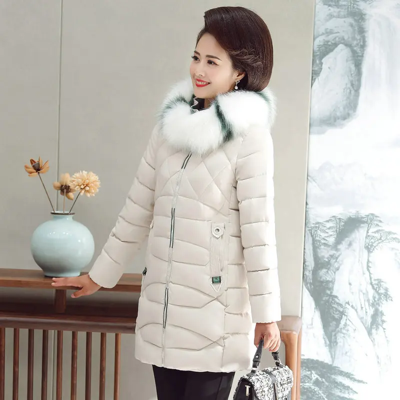 

Fashion Women Puffer Parkas White Blue Black Fur Hooded Puff Jackets Female Warm Quilted Basic Coat Padded Overcoat Winter 2019