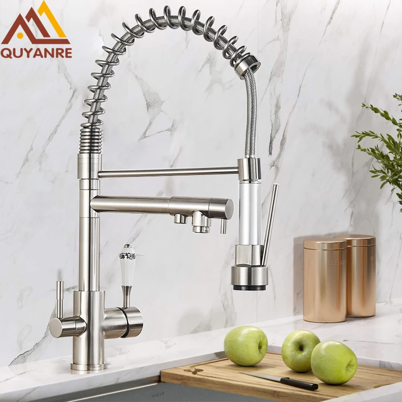 Quyanre кухонный кран torneira para cozinha de parede для кухонного фильтра воды Три способа