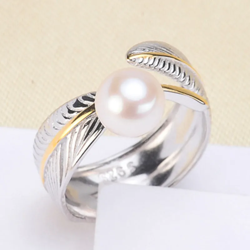 

925 Silver Plated Classic flower Pearl Ring Accessory Adjustable Ring Mountings DIY Rings Jewelry Making Parts Gift