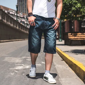 

Big Size Summer Casual Denim Shorts Male High Quality Straight Loose Large Waist Jeans Shorts Brand Men's Calf Length Breeches